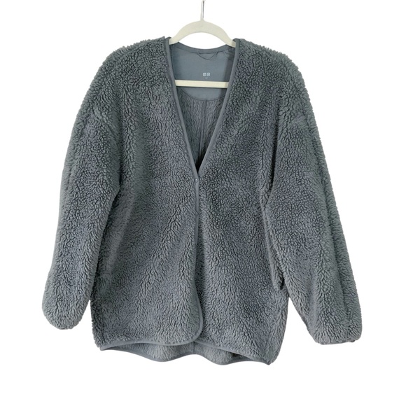 Uniqlo Light Pile-Lined Fleece Cardigan in Grey Size S - Picture 1 of 11